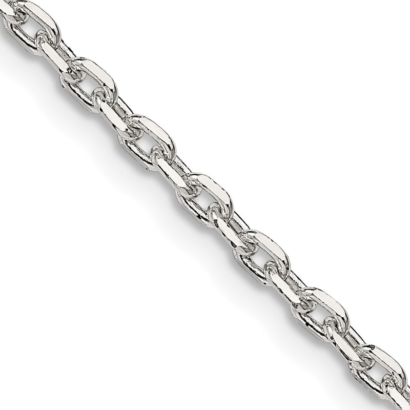 18 Inch Sterling Silver 2.75mm Beveled Oval Cable Chain Necklace