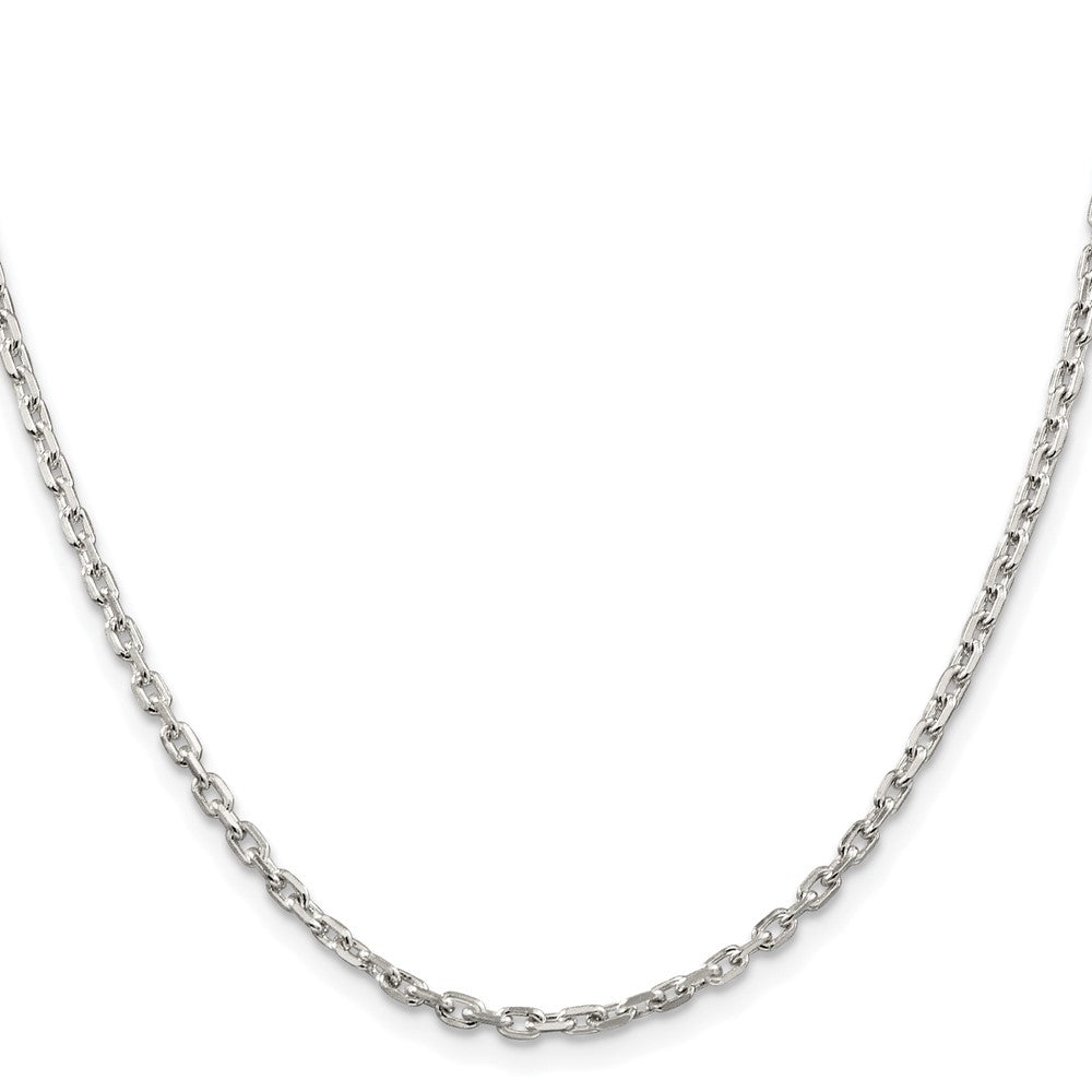 Sterling Silver Rhodium-Plated 2.75mm Beveled Oval Cable Chain