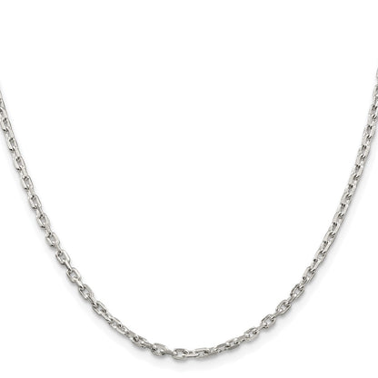 Sterling Silver Rhodium-Plated 2.75mm Beveled Oval Cable Chain