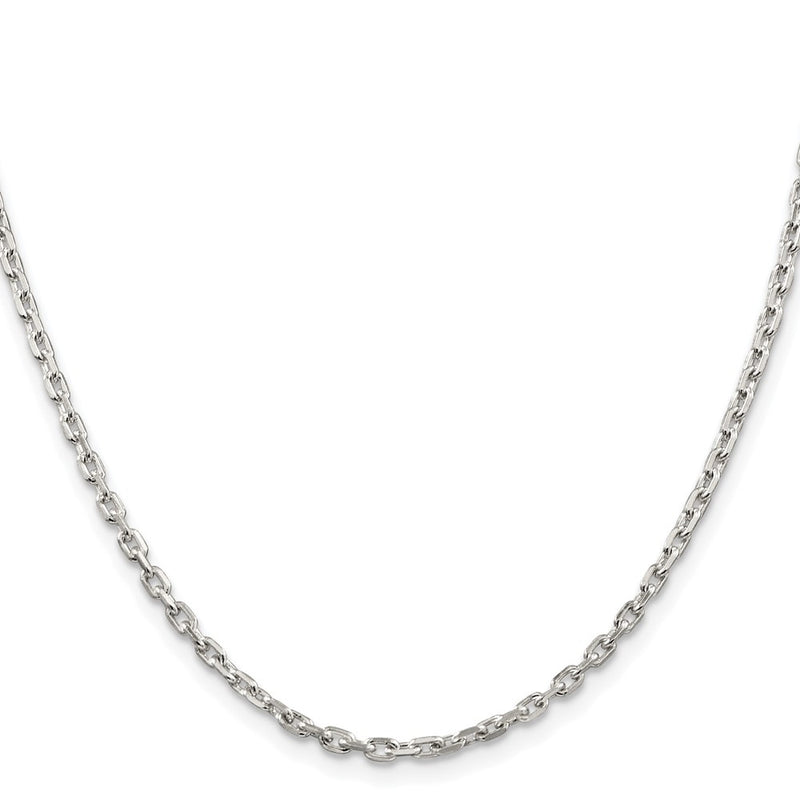 Sterling Silver Rhodium-Plated 2.75mm Beveled Oval Cable Chain