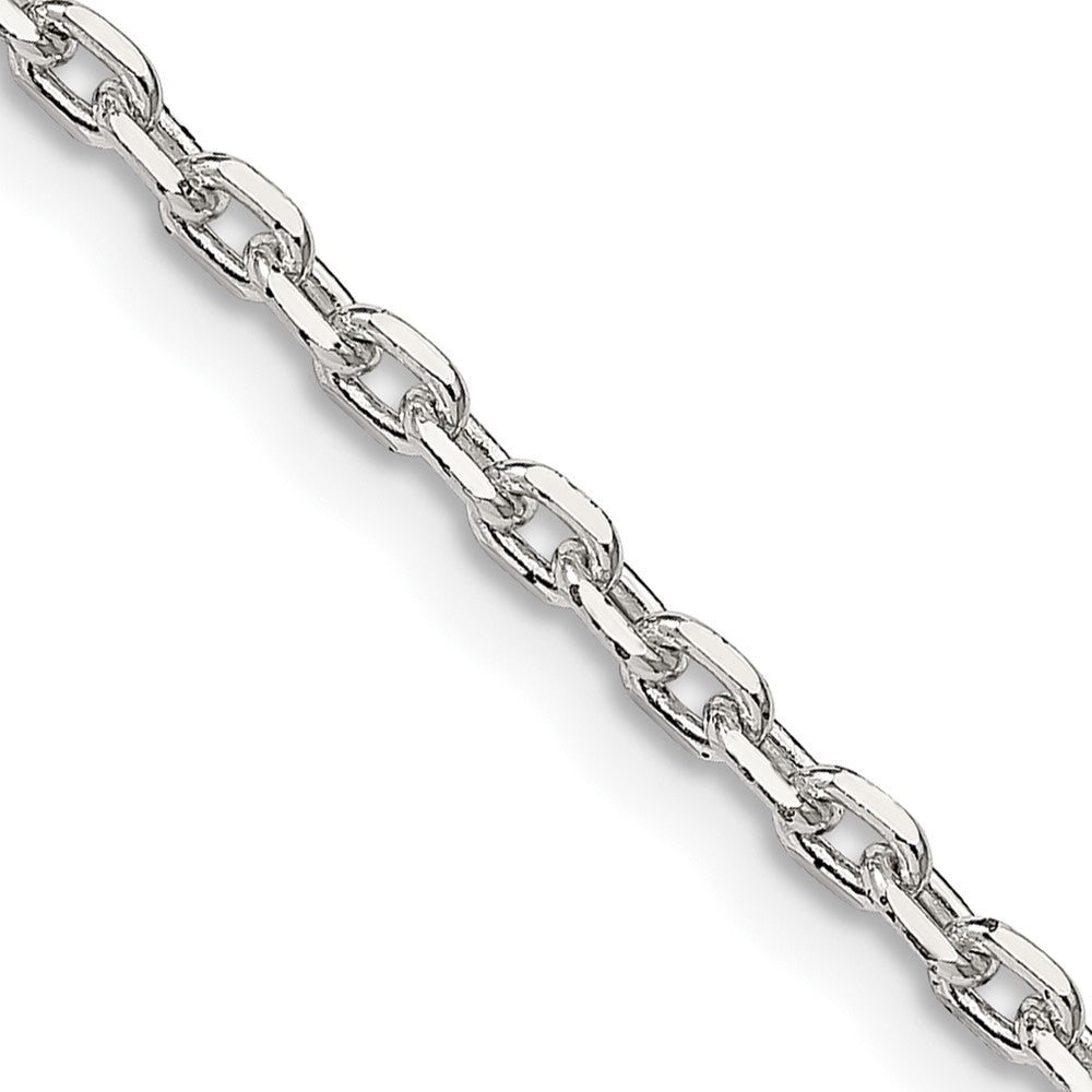 36 Inch Sterling Silver 2.75mm Beveled Oval Cable Chain Necklace