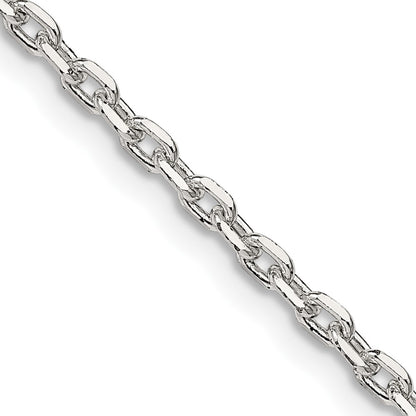 36 Inch Sterling Silver 2.75mm Beveled Oval Cable Chain Necklace