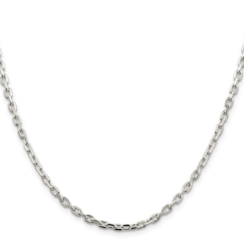 22 Inch Sterling Silver 3.25mm Beveled Oval Cable Chain Necklace