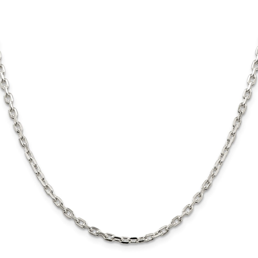 Sterling Silver 3.25mm Beveled Oval Cable Chain Necklace