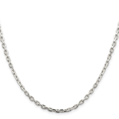 Sterling Silver 3.25mm Beveled Oval Cable Chain Necklace