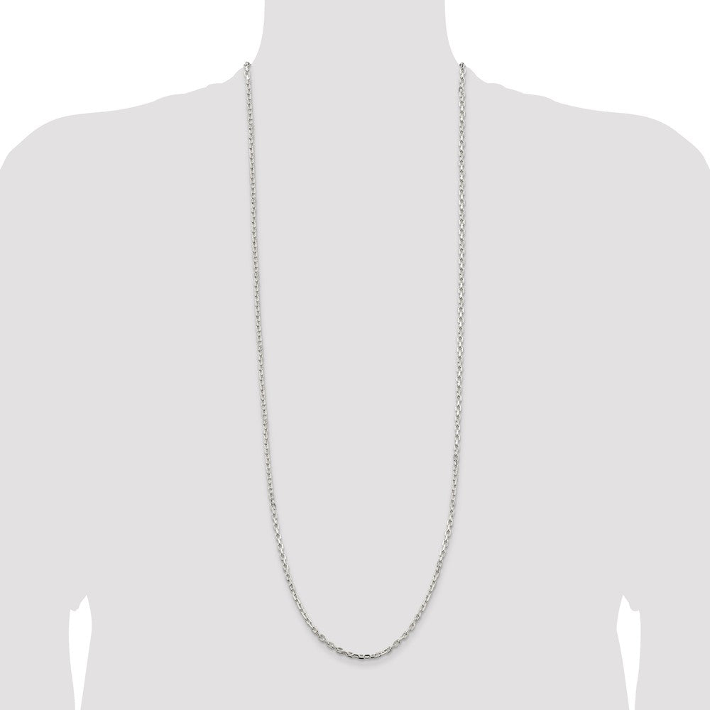 Sterling Silver 3.25mm Beveled Oval Cable Chain Necklace