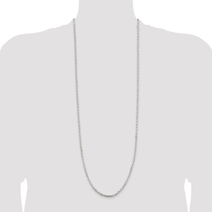 Sterling Silver 3.25mm Beveled Oval Cable Chain Necklace