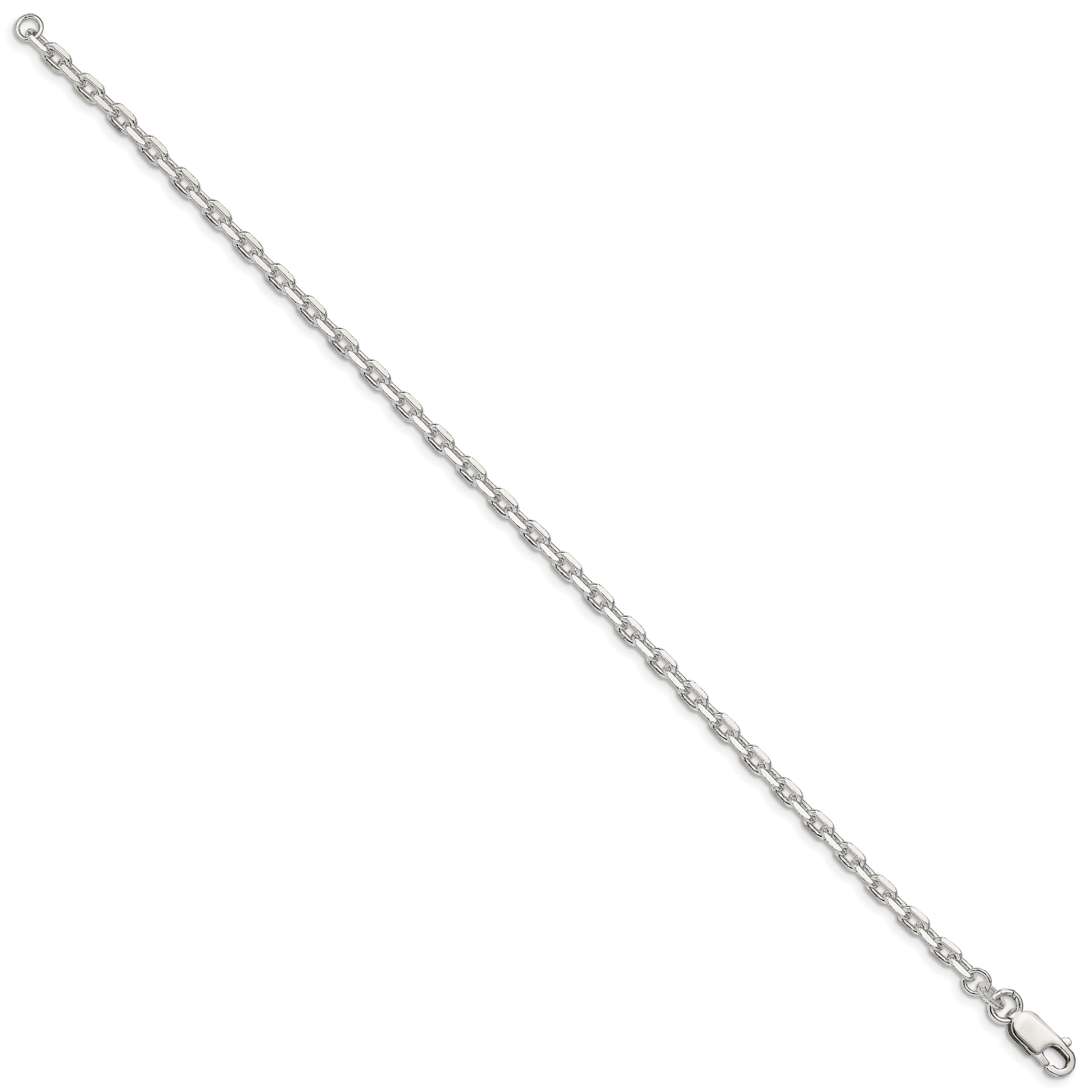 7 Inch Sterling Silver 3.25mm Beveled Oval Cable Chain