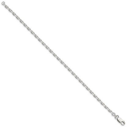 7 Inch Sterling Silver 3.25mm Beveled Oval Cable Chain