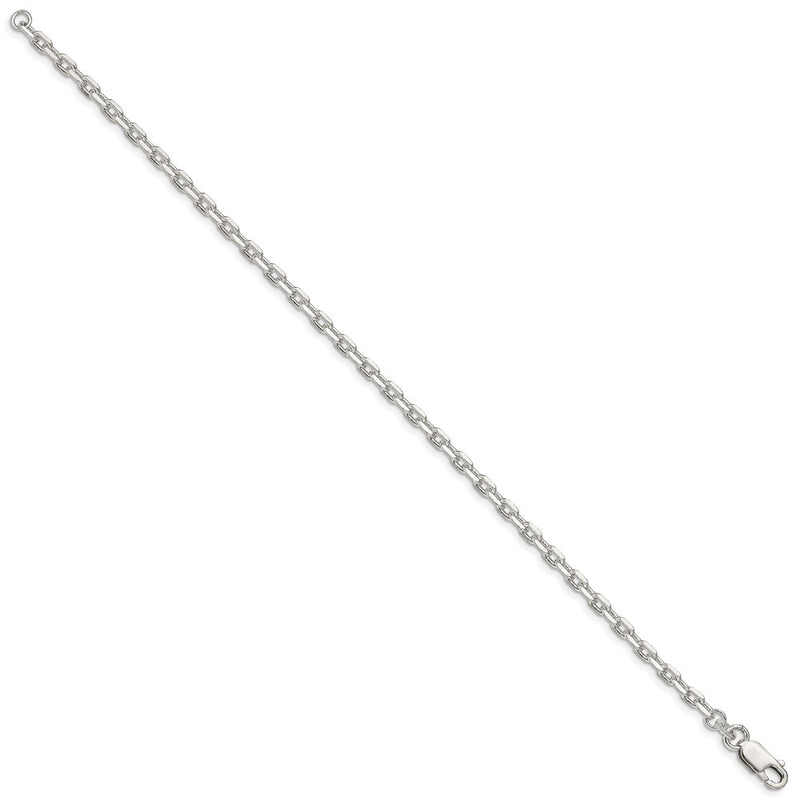 8 Inch Sterling Silver 3.25mm Beveled Oval Cable Chain Bracelet