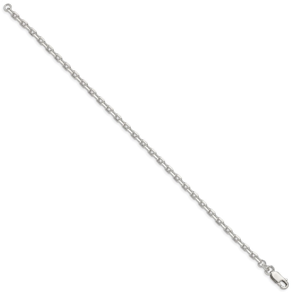 7 Inch Sterling Silver 3.25mm Beveled Oval Cable Chain Bracelet