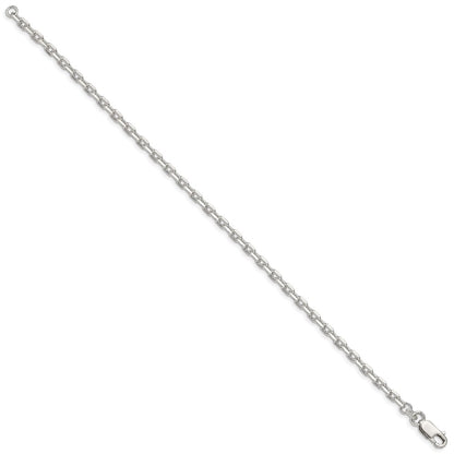 7 Inch Sterling Silver 3.25mm Beveled Oval Cable Chain Bracelet