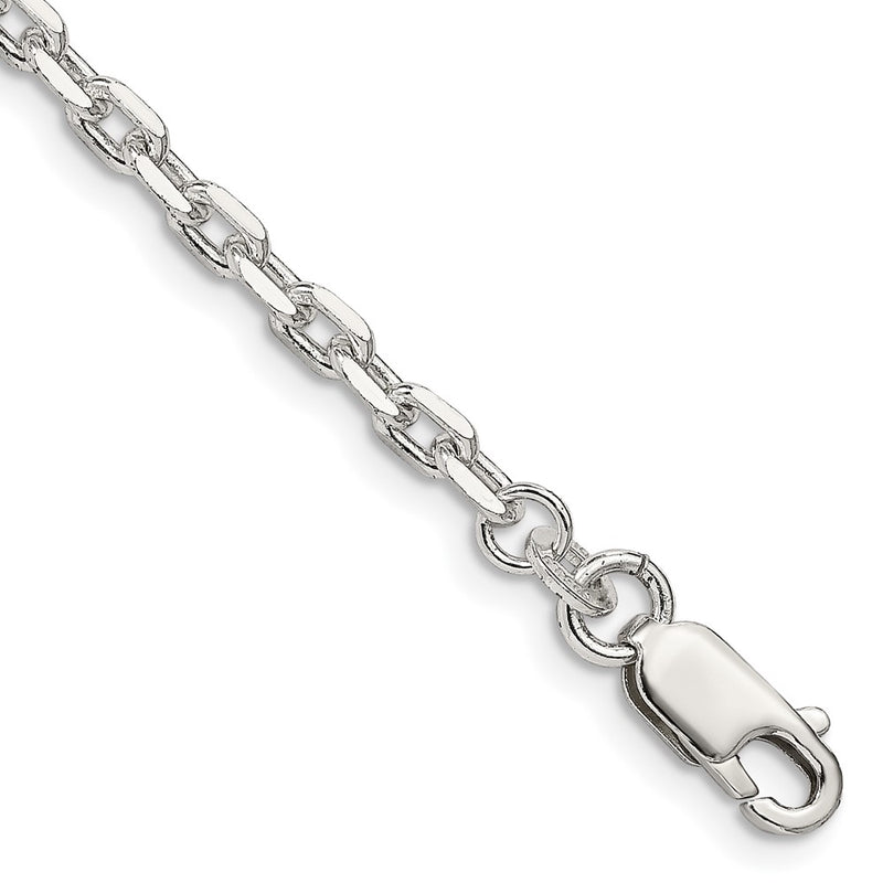 7 Inch Sterling Silver 3.25mm Beveled Oval Cable Chain Bracelet