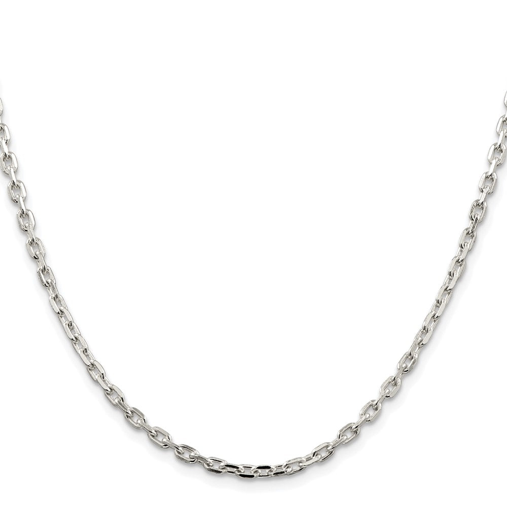 Sterling Silver Rhodium-Plated 3.25mm Beveled Oval Cable Chain