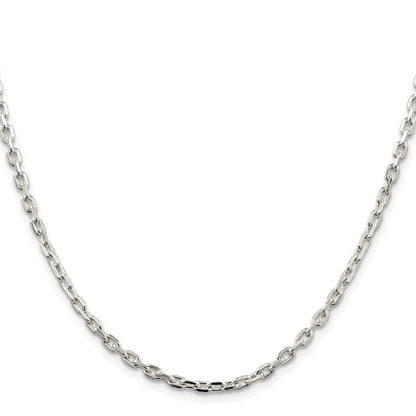 Sterling Silver Rhodium-Plated 3.25mm Beveled Oval Cable Chain