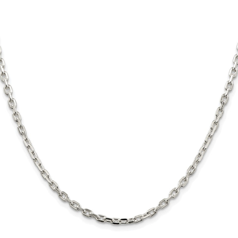 Sterling Silver Rhodium-Plated 3.25mm Beveled Oval Cable Chain