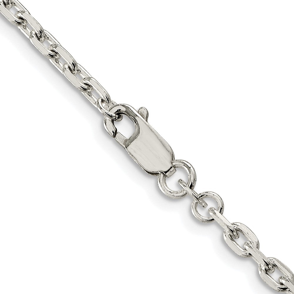 Sterling Silver Rhodium-Plated 3.25mm Beveled Oval Cable Chain