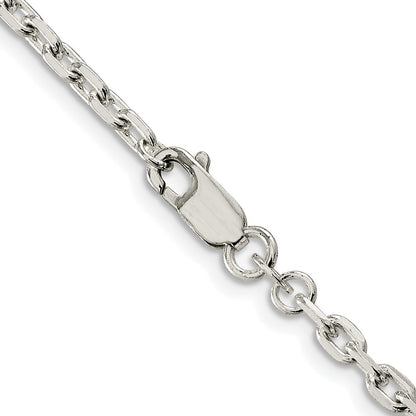 Sterling Silver Rhodium-Plated 3.25mm Beveled Oval Cable Chain