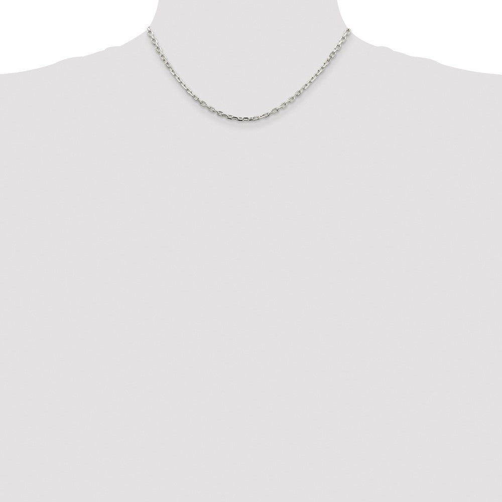 Sterling Silver Rhodium-Plated 3.25mm Beveled Oval Cable Chain