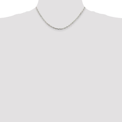 Sterling Silver Rhodium-Plated 3.25mm Beveled Oval Cable Chain