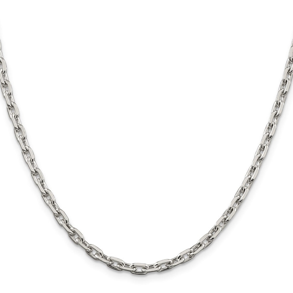 36 Inch Sterling Silver 3.95mm Beveled Oval Cable Chain Necklace
