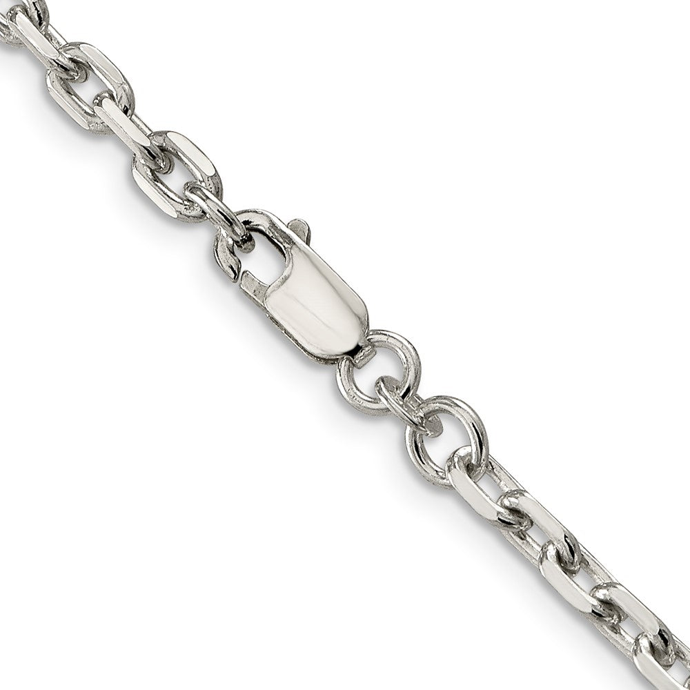 36 Inch Sterling Silver 3.95mm Beveled Oval Cable Chain Necklace