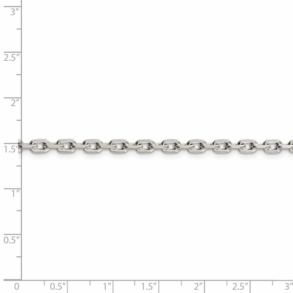 36 Inch Sterling Silver 3.95mm Beveled Oval Cable Chain Necklace