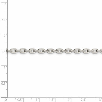 36 Inch Sterling Silver 3.95mm Beveled Oval Cable Chain Necklace