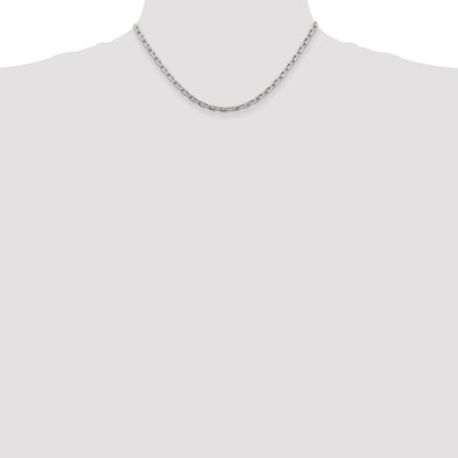 16 Inch Sterling Silver 3.95mm Beveled Oval Cable Chain Necklace