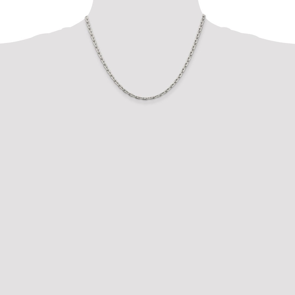18 Inch Sterling Silver 3.95mm Beveled Oval Cable Chain Necklace