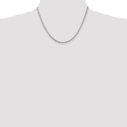 18 Inch Sterling Silver 3.95mm Beveled Oval Cable Chain Necklace