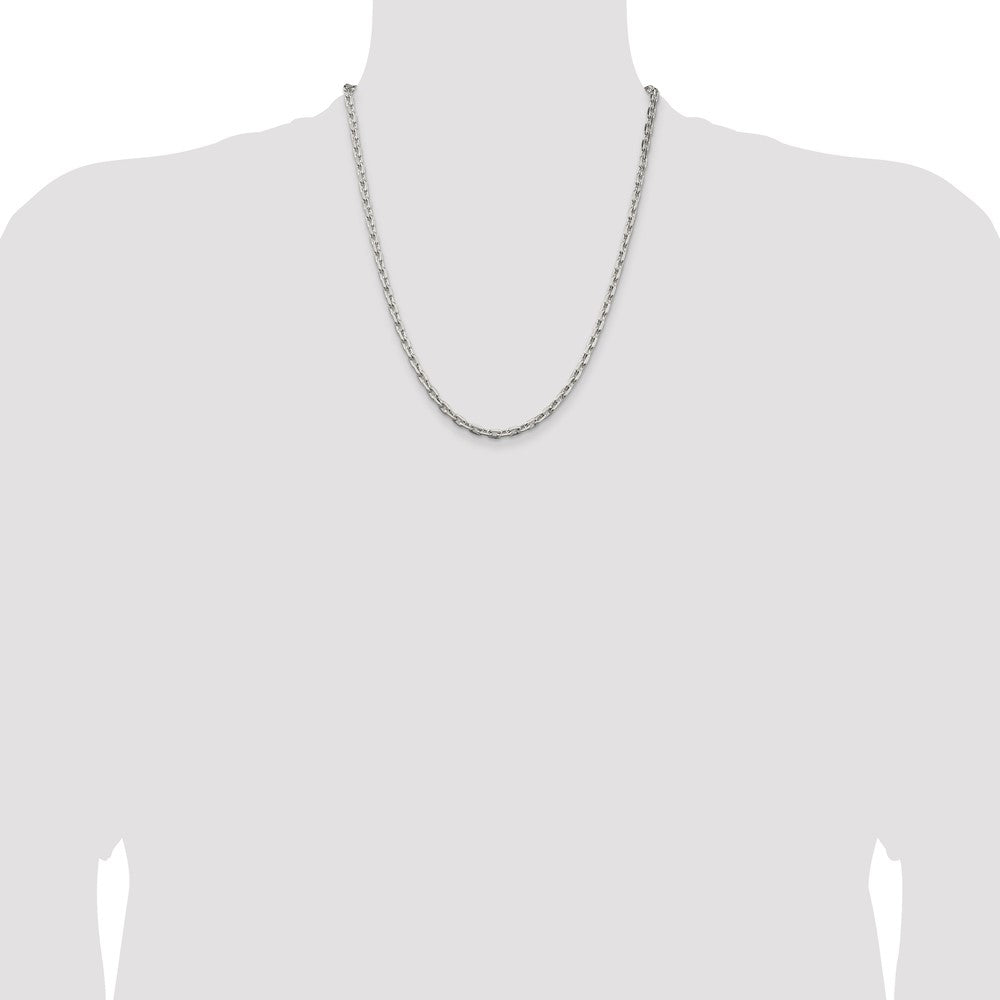 22 Inch Sterling Silver 3.95mm Beveled Oval Cable Chain Necklace