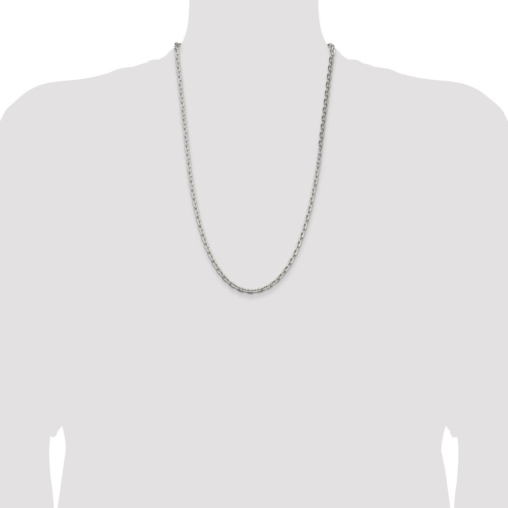 26 Inch Sterling Silver 3.95mm Beveled Oval Cable Chain Necklace