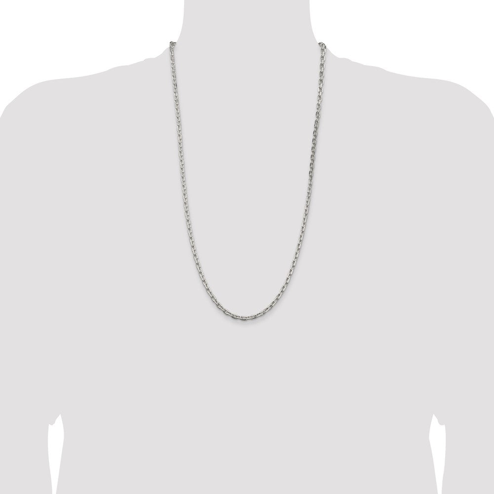 28 Inch Sterling Silver 3.95mm Beveled Oval Cable Chain Necklace