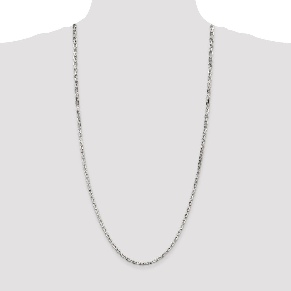 30 Inch Sterling Silver 3.95mm Beveled Oval Cable Chain Necklace