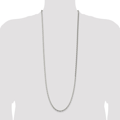 36 Inch Sterling Silver 3.95mm Beveled Oval Cable Chain Necklace
