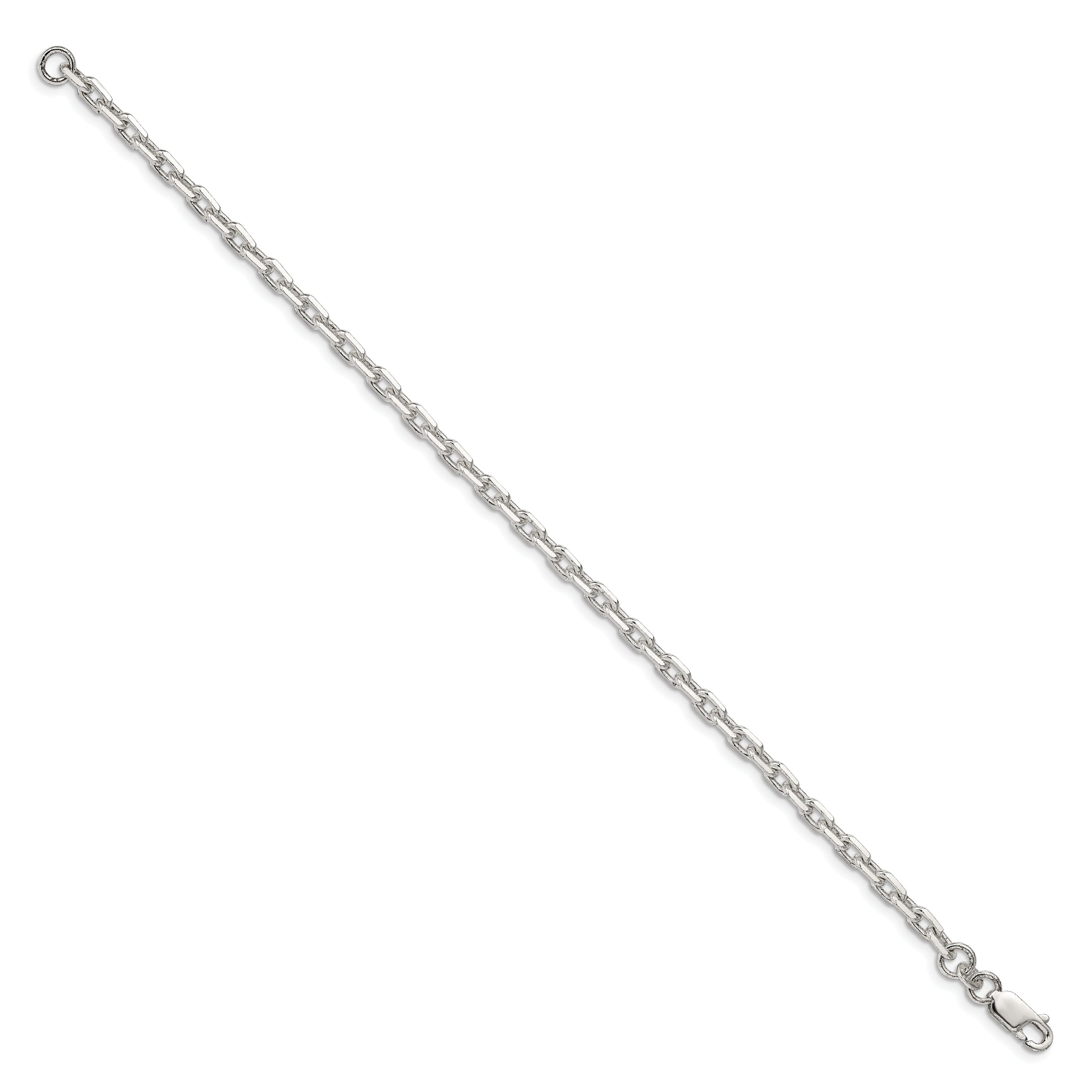 7 Inch Sterling Silver 3.95mm Beveled Oval Cable Chain