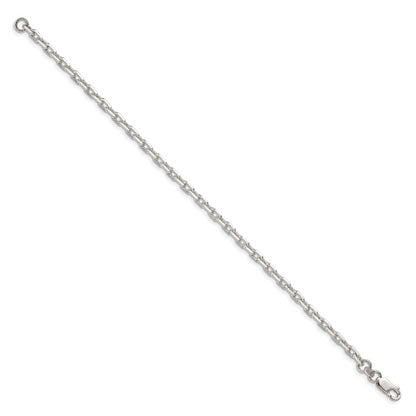 7 Inch Sterling Silver 3.95mm Beveled Oval Cable Chain