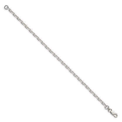 7 Inch Sterling Silver 3.95mm Beveled Oval Cable Chain Bracelet