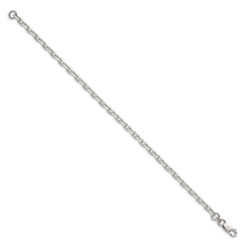 7 Inch Sterling Silver 3.95mm Beveled Oval Cable Chain Bracelet