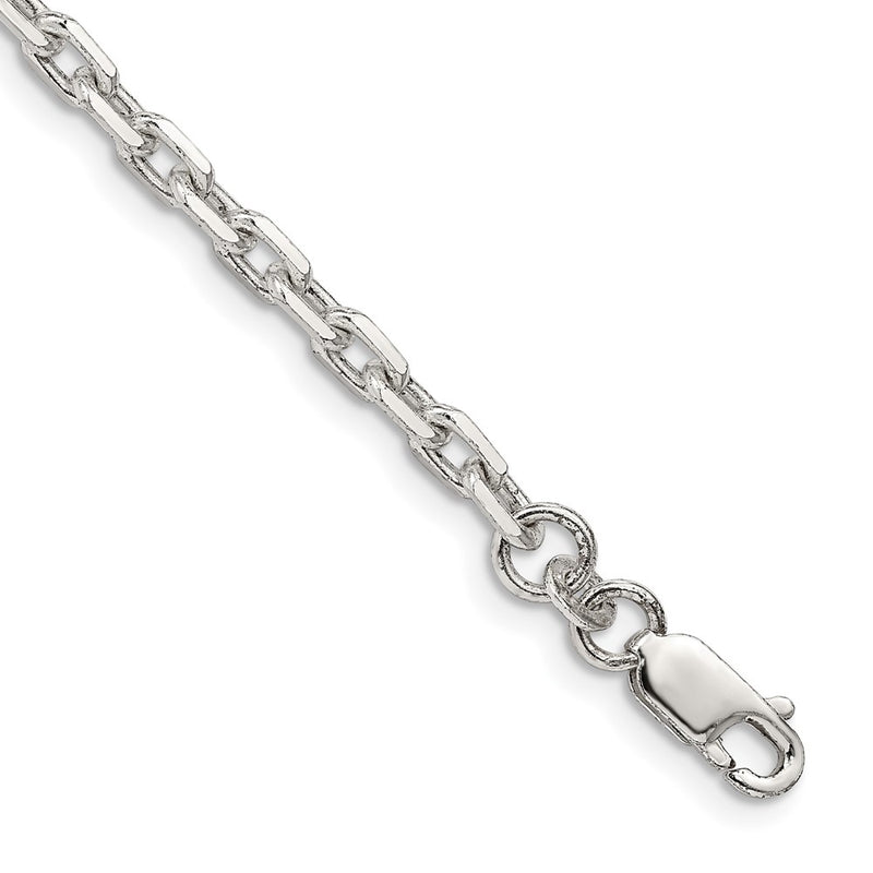 8 Inch Sterling Silver 3.95mm Beveled Oval Cable Chain Bracelet