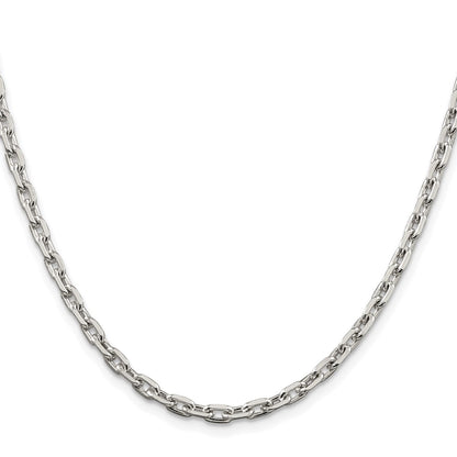 Sterling Silver Rhodium-Plated 3.95mm Beveled Oval Cable Chain