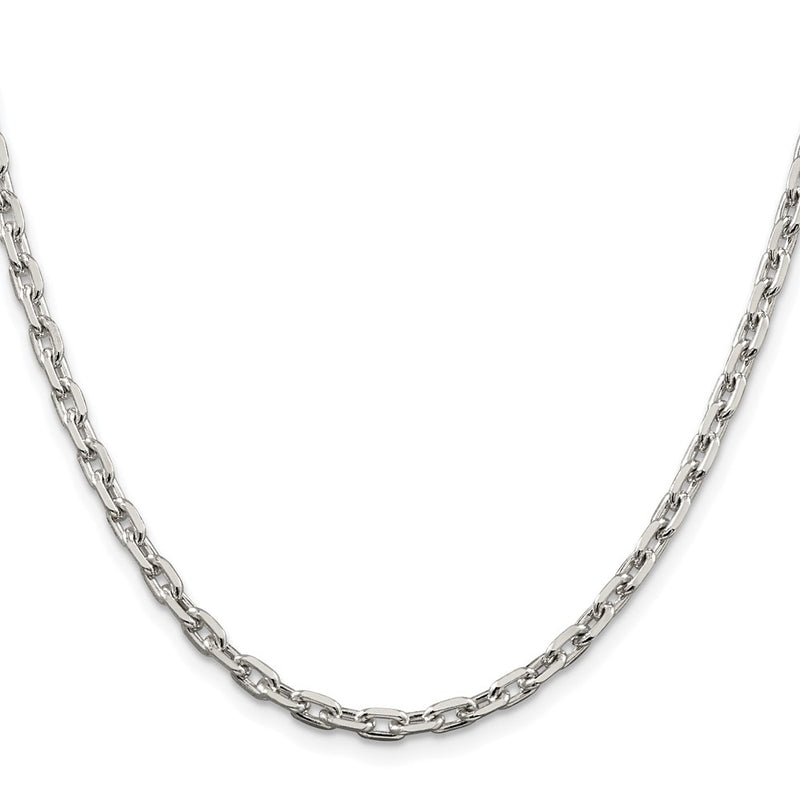 Sterling Silver Rhodium-Plated 3.95mm Beveled Oval Cable Chain