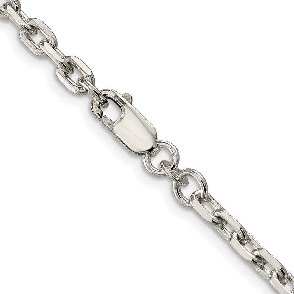 Sterling Silver Rhodium-Plated 3.95mm Beveled Oval Cable Chain