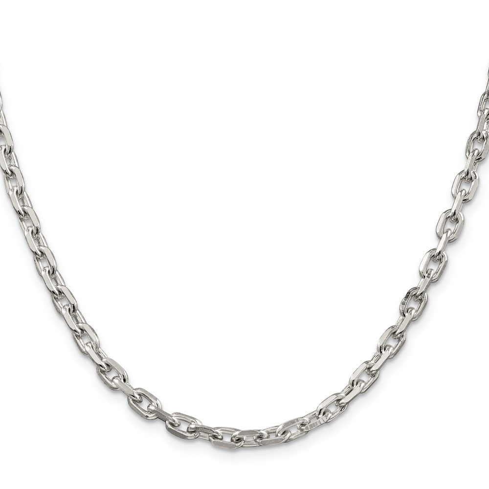 20 Inch Sterling Silver 4.9mm Beveled Oval Cable Chain Necklace