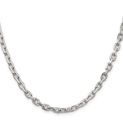 26 Inch Sterling Silver 4.9mm Beveled Oval Cable Chain Necklace