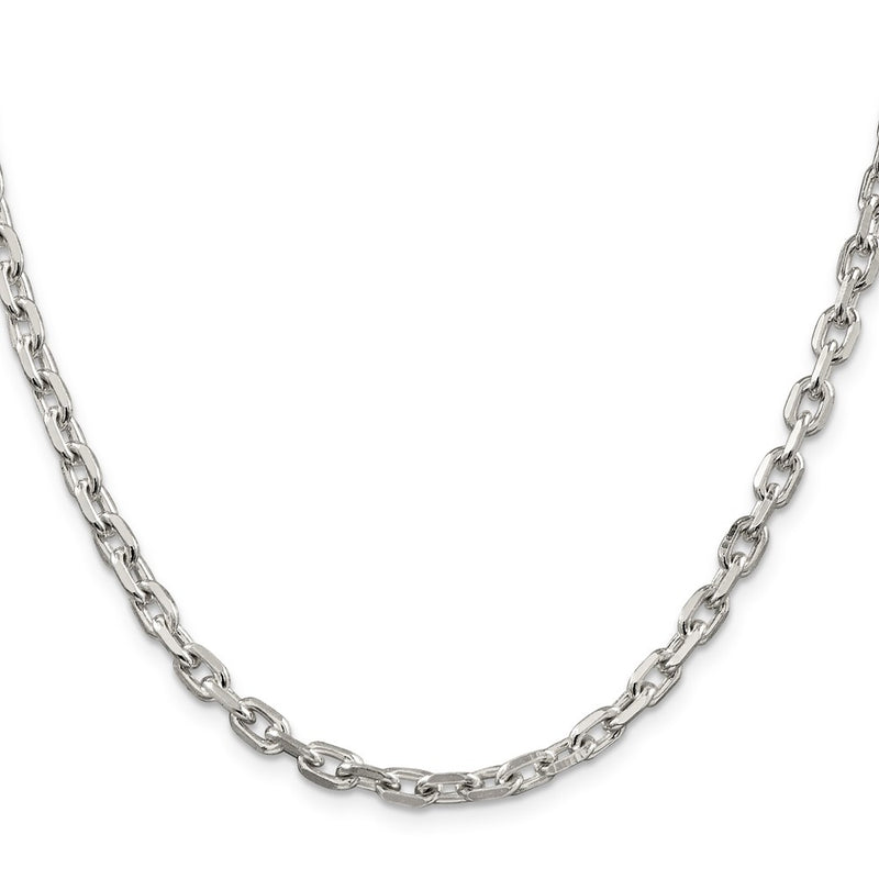 26 Inch Sterling Silver 4.9mm Beveled Oval Cable Chain Necklace