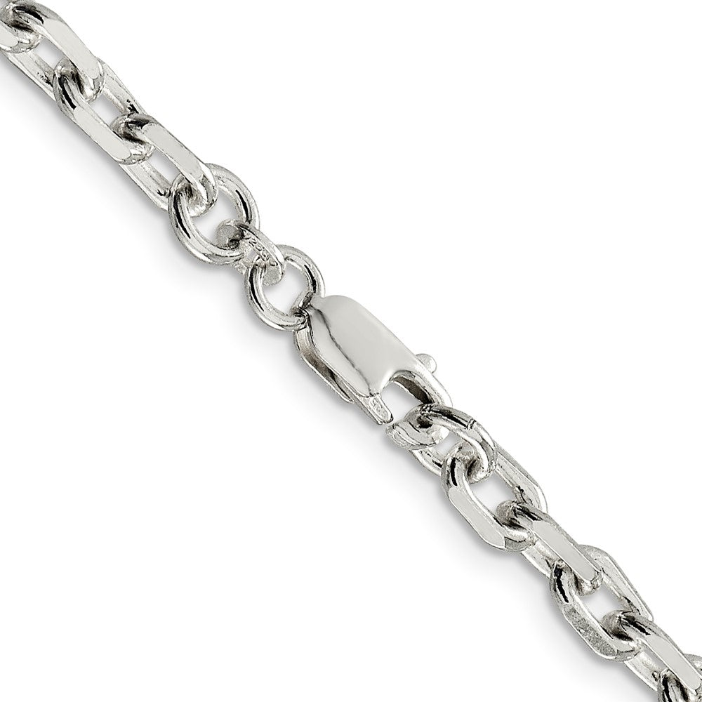 22 Inch Sterling Silver 4.9mm Beveled Oval Cable Chain Necklace