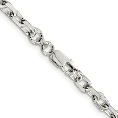 22 Inch Sterling Silver 4.9mm Beveled Oval Cable Chain Necklace