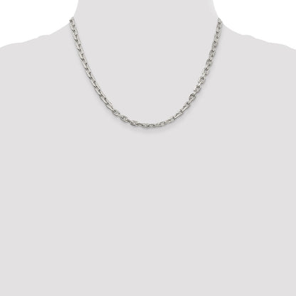 18 Inch Sterling Silver 4.9mm Beveled Oval Cable Chain Necklace